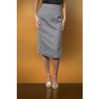 Coast Women's Muse Check Midi Pencil Skirt With Embellishment in Grey | Size: 14