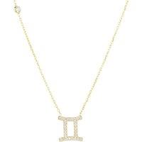 Latelita Women's Zodiac Star Sign Pendant Necklace Gold Gemini in White