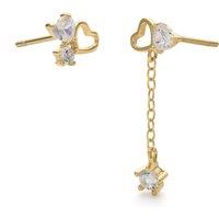 Elk & Bloom Women's 14k Gold Chain Love Heart Earrings