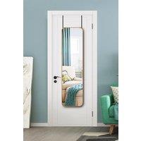 Living and Home 37x147cm Light Brown Metal Frame Full-Length Over-the-Door Mirror - Wall or Door Hanging | Size: 37x147 cm