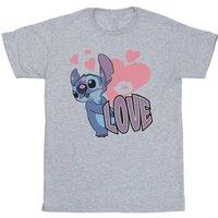 Lilo & Stitch Men's Love Hearts T-Shirt in Grey | Size: Large