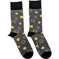 Nirvana Men's Mixed Happy Face Ankle Socks in Charcoal | Size: 4-7