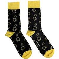Nirvana Men's Happy Face Outline Ankle Socks in Black | Size: 4-7