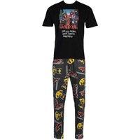 Deadpool Men's Cinematic Cotton Pyjama Set in Black | Size: 2XL