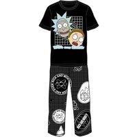 Rick & Morty Men's Grid Pyjama Set in Black | Size: Large