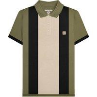 Lambretta Men's Contrast Panel Vintage Polo Shirt in Green | Size: 3XL