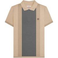 Lambretta Men's Contrast Panel Vintage Polo Shirt in Stone | Size: 2XL