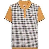 Lambretta Men's SS24 Houndstooth Polo Shirt in Mustard | Size: 4XL