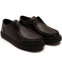 Off the Hook Men's 'HETFIELD' Boys Leather Lace up Casual Boat Shoes in True Black | Size: 3