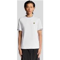Lyle & Scott Men's Birdseye Half Tipped T-Shirt White/ Jet Black in Mono | Size: 2XL