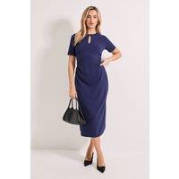 Dorothy Perkins Women's Keyhole Gathered Side Pencil Dress in Navy | Size: 14