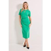 Dorothy Perkins Women's Keyhole Gathered Side Pencil Dress in Bright Green | Size: 10