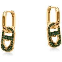 BIG METAL LONDON Women's Sirens Amulet Huggies Earrings in Green | Size: 2 cm