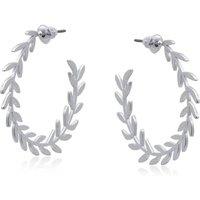 BIG METAL LONDON Women's Siena Laurel Victory Hoop Earrings in Silver | Size: 4 cm