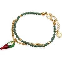 BIG METAL LONDON Women's Chilly Beaded Bracelet in Green | Size: 15 cm