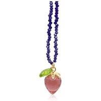 BIG METAL LONDON Women's Yagoda Strawberry Beaded Necklace in Navy | Size: 42 cm