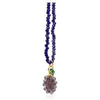 BIG METAL LONDON Women's Dionisius Bunch Of Grapes Beaded Necklace in Navy | Size: 42 cm