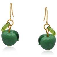 BIG METAL LONDON Women's Apple Tiny Drop Earrings in Green | Size: 3 cm