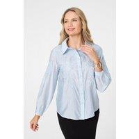 Izabel London Women's Embroidered Long Sleeve Shirt in Blue | Size: 16