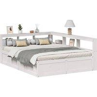 Berkfield Home Bookcase Bed without Mattress White 140x200cm Solid Wood Pine | Size: 140x200 cm