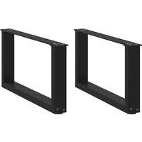 Berkfield Home Coffee Table Legs U-Shaped 2 pcs Black 60x(30-31) cm Steel