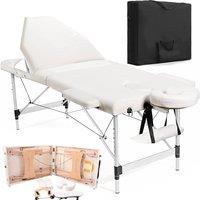 Dprodo Portable Massage Bed, Aluminum 60 cm Width 3 Section in White