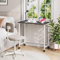 Dprodo Folding Computer Desk with Movable Wheels in Black