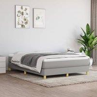 Berkfield Home Box Spring Bed Frame Light Grey 135x190 cm Double Fabric