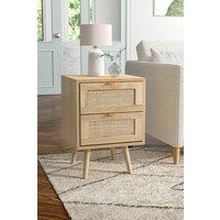 H&O Direct 2 Pack Wood & Rattan Side Cabinet in Natural