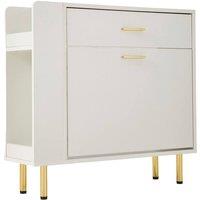 Living and Home Golden Accent Multifunctional Storage Shoe Cabinet in White