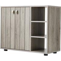 Living and Home Wooden Multifunctional Storage Shoe Cabinet with Open Shelves and Door in Grey