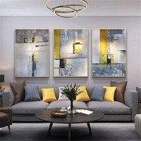Mafett Set of 3 Modern Abstract Geometric Canvas Wall Art in Grey | Size: W18 x H24