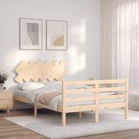Berkfield Home Bed Frame with Headboard Double Solid Wood in Brown