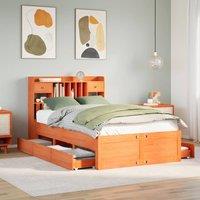 Berkfield Home Bookcase Bed without Mattress Wax Brown 135x190 cm Double Solid Wood Pine
