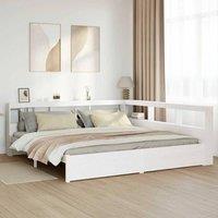 Berkfield Home Bookcase Bed without Mattress White 180x200 cm Solid Wood Pine | Size: Super King