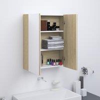 Berkfield Home Bathroom Mirror Cabinet 60x15x75 cm MDF White & Oak | Size: 60 x 15 x 75 cm