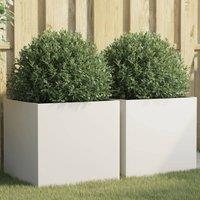 Berkfield Home Planters 2 pcs White 49x47x46 cm Steel | Size: 49 x 47 x 46 cm