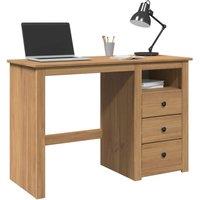 Berkfield Home Desk Panama 112x45x75 cm Solid Wood Pine in Brown | Size: 112 x 45 x 75 cm