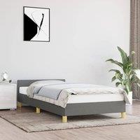 Berkfield Home Bed Frame with Headboard Dark Grey 90x190cm Single Fabric