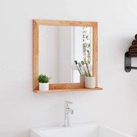 Berkfield Home Wall Mirror 55x55 cm Solid Wood Walnut in Brown