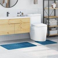 Berkfield Home 2 Piece Bath Mat Set Blue Polypropylen Non-Slip | Size: Medium