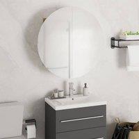Berkfield Home Bathroom Cabinet with Round Mirror&LED Oak 47x47x17.5 cm in Brown