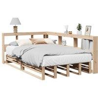 Berkfield Home Bookcase Bed without Mattress 120x200cm Solid Wood Pine in Brown | Size: Small Double