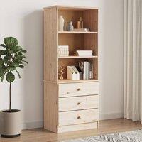 Berkfield Home Bookcase with Drawers ALTA 60x35x142 cm Solid Wood Pine in Brown | Size: 60 x 35 x 142 cm