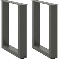 Berkfield Home Coffee Table Legs U-Shaped 2 pcs Anthracite 38x(42-43) cm Steel in Black