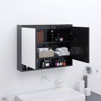 Berkfield Home Bathroom Mirror Cabinet 80x15x60 cm MDF Shining Black | Size: 80 x 15 x 60 cm