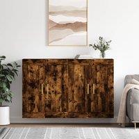 Berkfield Home Wall Mounted Cabinets 2 pcs Smoked Oak Engineered Wood in Brown