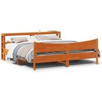 Berkfield Home Bed Frame with Headboard Wax Brown 180x200 cm Super King Solid Wood Pine