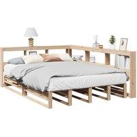 Berkfield Home Bookcase Bed without Mattress 160x200cm Solid Wood Pine in Brown | Size: 160x200 cm
