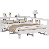 Berkfield Home Bookcase Bed without Mattress White 140x200cm Solid Wood Pine | Size: 140x200 cm